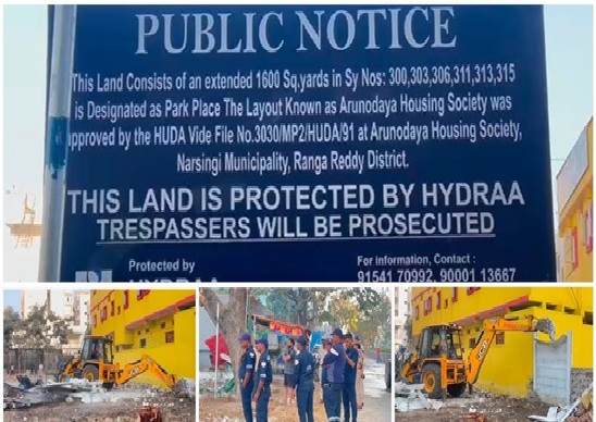 Hydraa Restores Narsingi Park, Removes Illegal Structures
