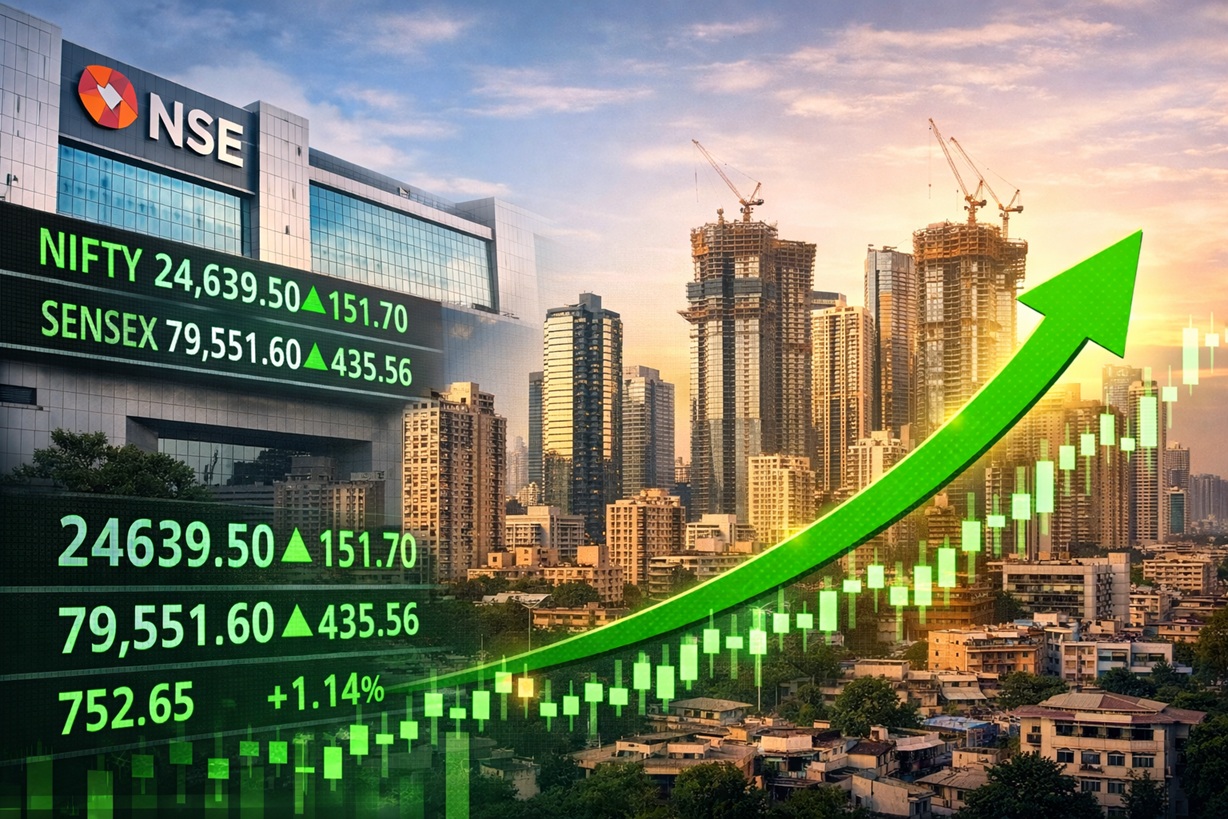 Nifty Surges Past 24,600; Realty Sector Sees Notable Gains