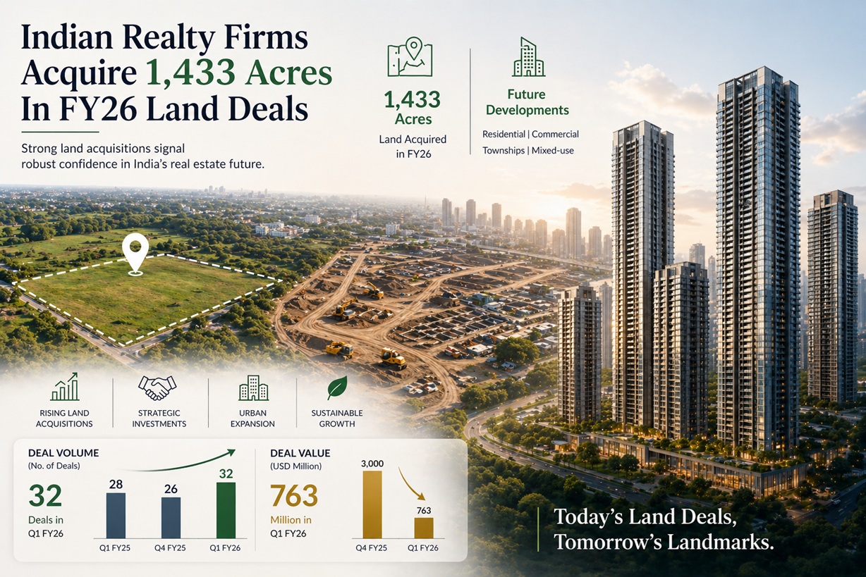 Indian Realty Firms Acquire 1,433 Acres In Fy26 Land Deals