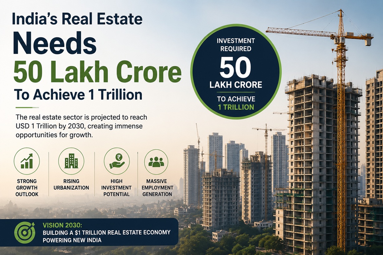 India's Real Estate Needs 50 Lakh Crore To Achieve 1 Trillion