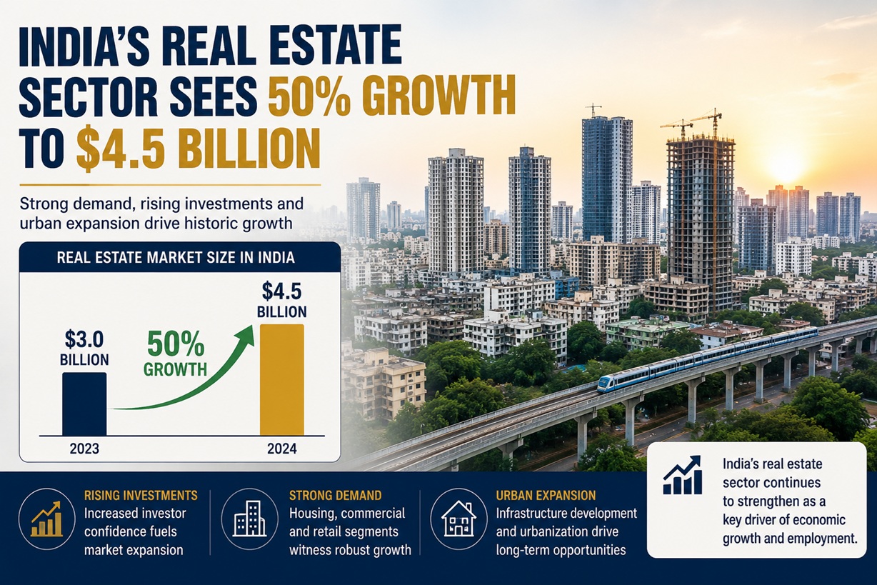 India's Real Estate Sector Sees 50 Growth To 4.5 Billion